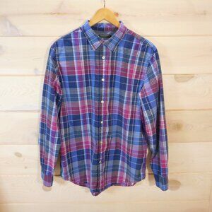 Banana Republic Men's Size L Camden Fit Custom 078 Wash Shirt Button-up Plaid